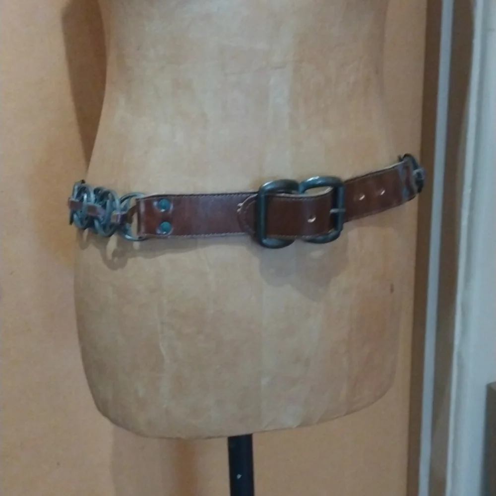 Vintage leather & metal belt